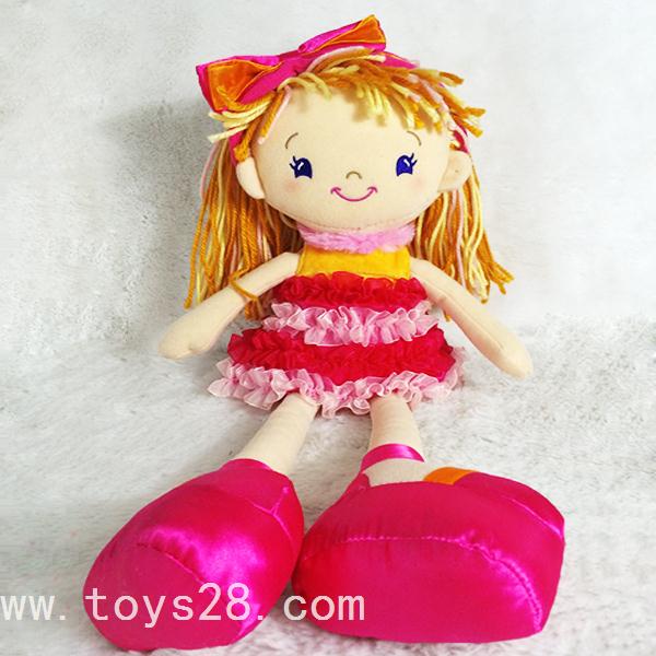 毛绒玩具工厂定制儿童礼物毛线头发女孩卡通娃娃